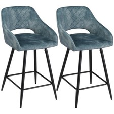2x Velvet Bar Stools with
