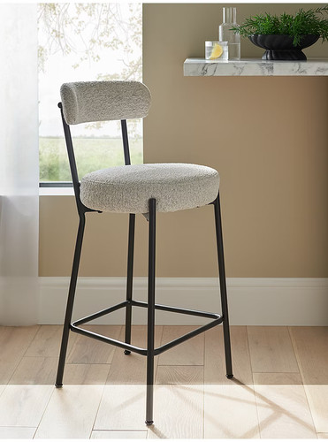 White bouclé bar - stool,